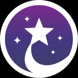 Símbolo da Estelário: estrela cadente branca sobre círculo roxo